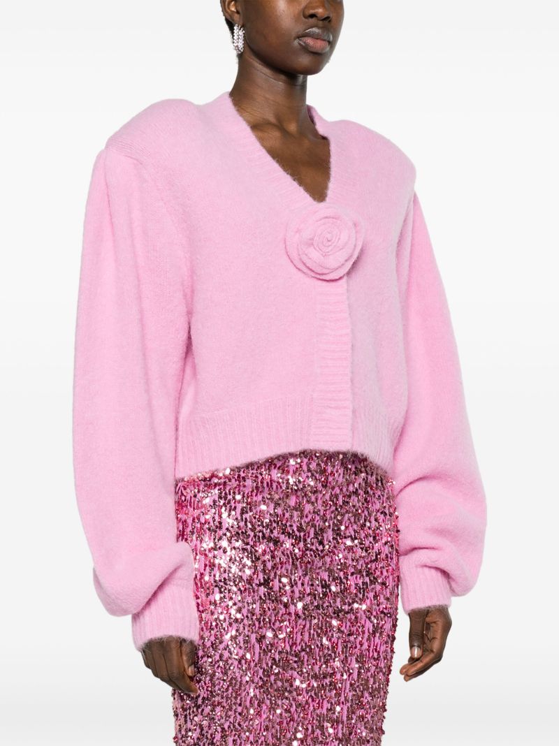 Pink Floral-appliquÃ_x0083_Â© Cardigan