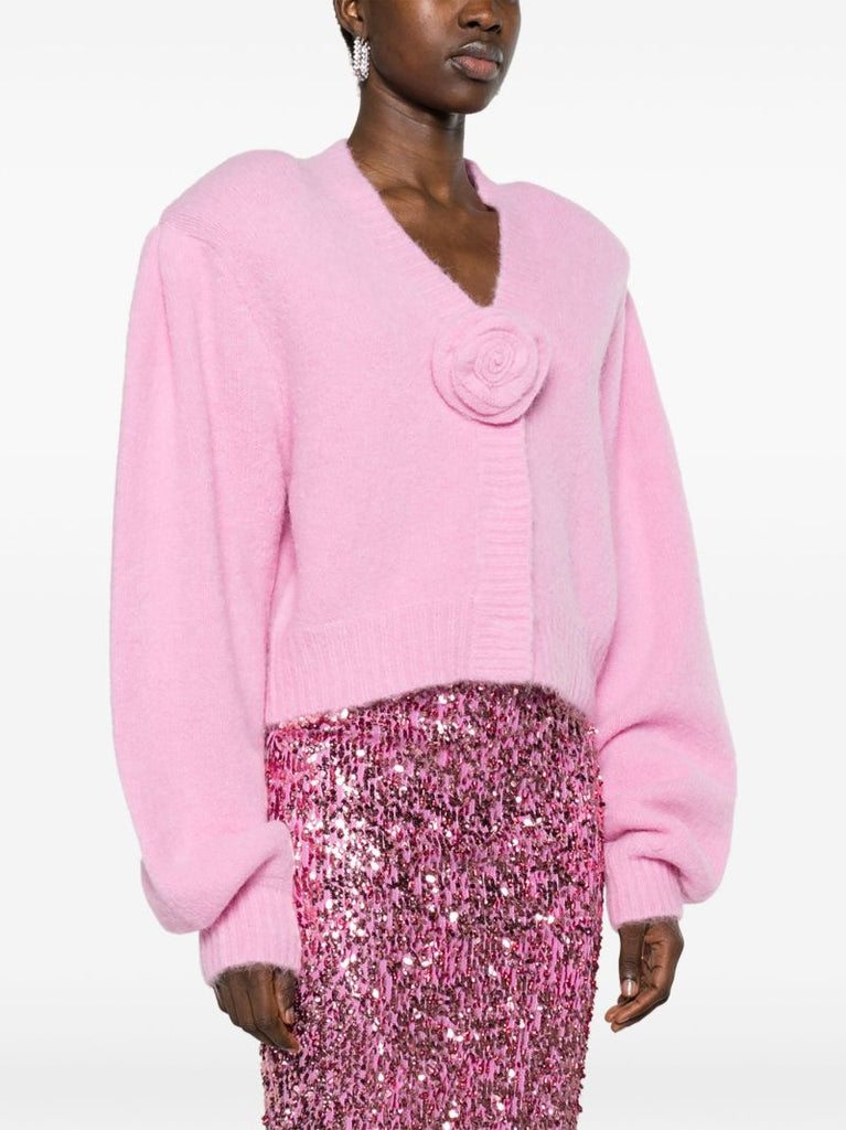 Pink Floral-appliquÃ_x0083_Â© Cardigan