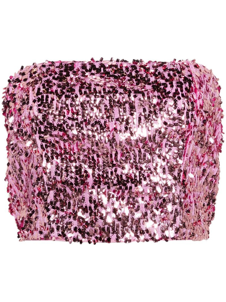 Pink Sequinned Crop Top