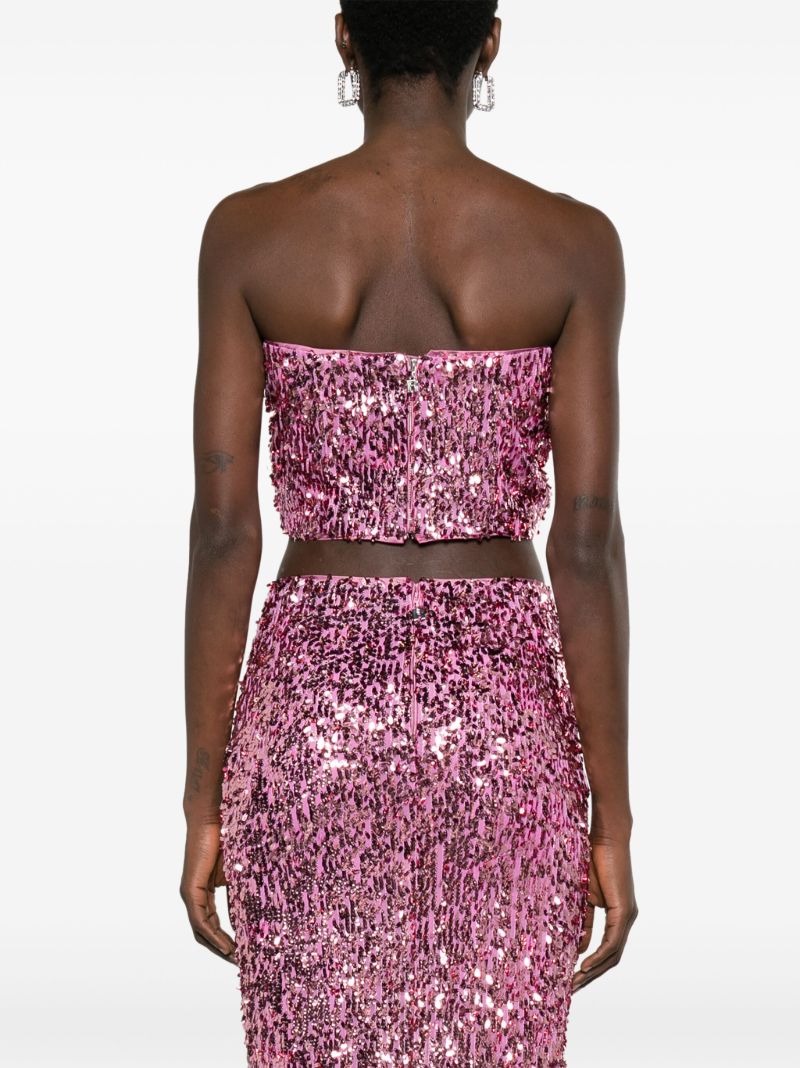 Pink Sequinned Crop Top