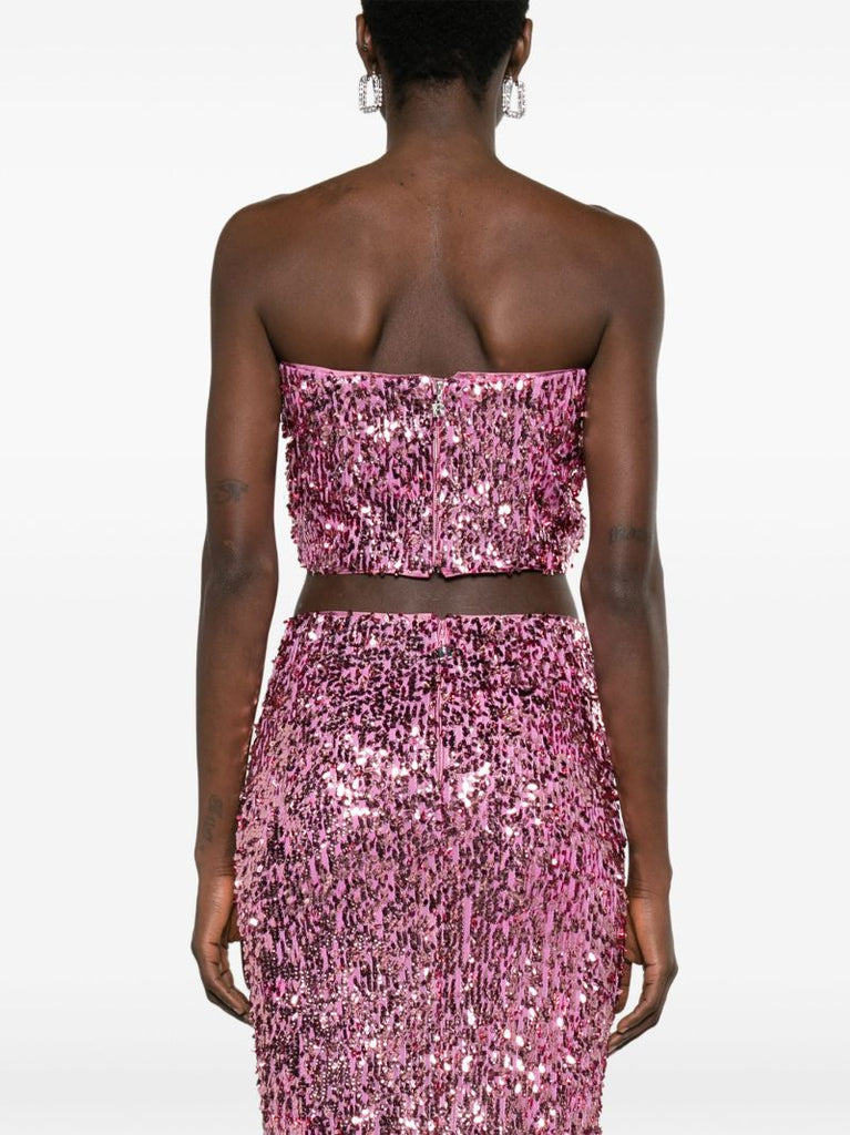 Pink Sequinned Crop Top