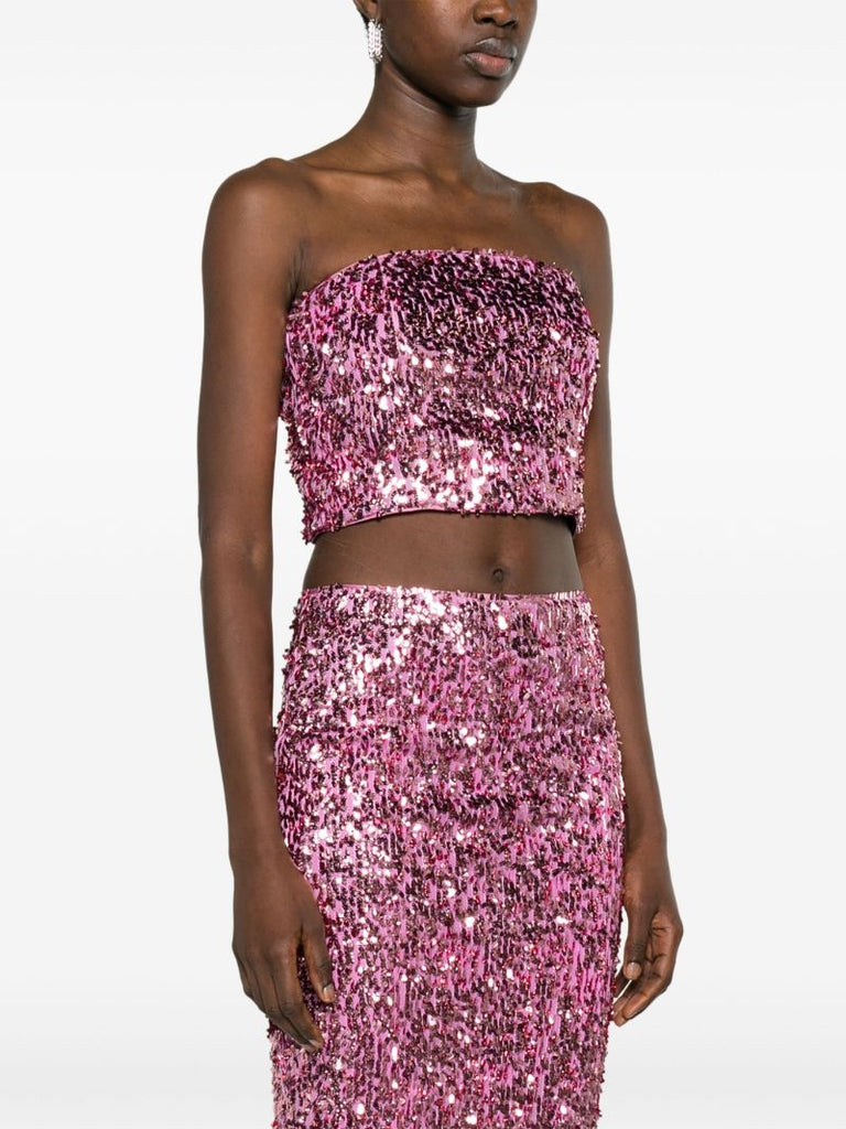 Pink Sequinned Crop Top