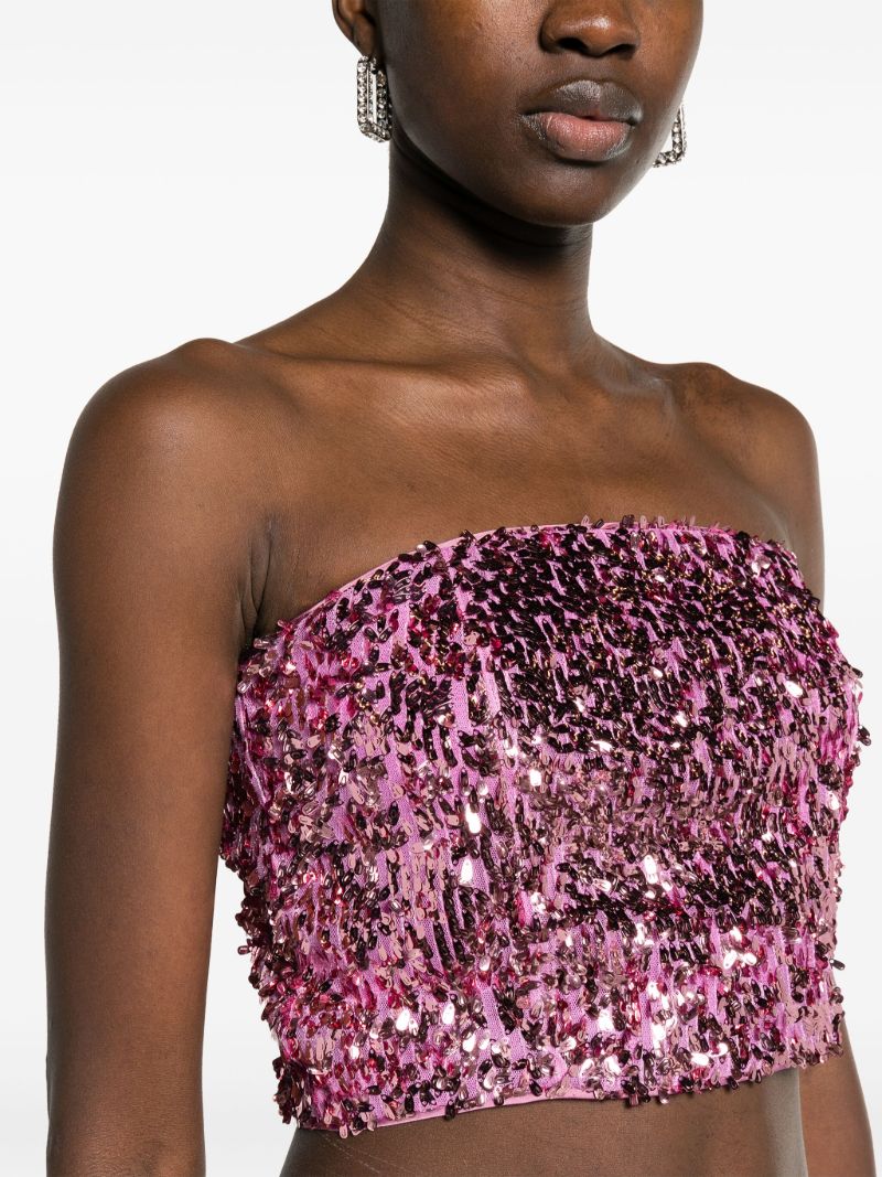Pink Sequinned Crop Top