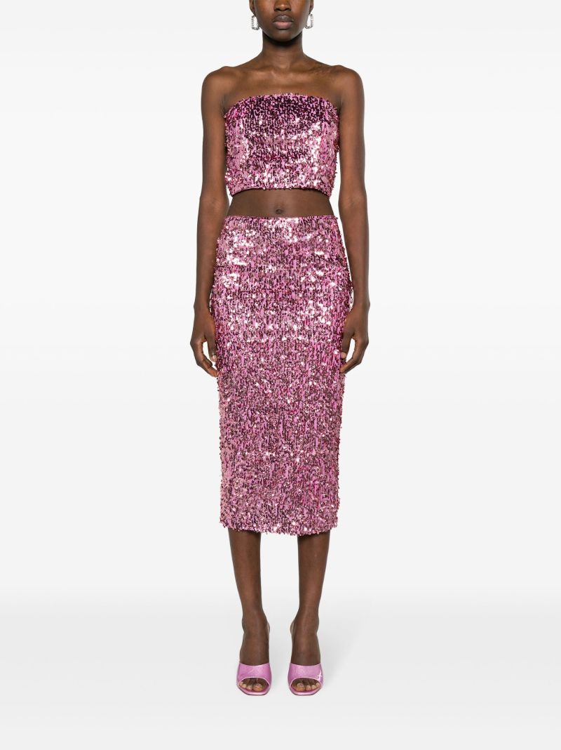 Pink Sequinned Crop Top