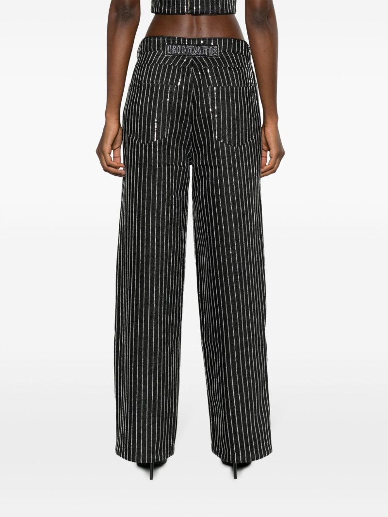Black Sequin Embellished Wide Leg Jeans