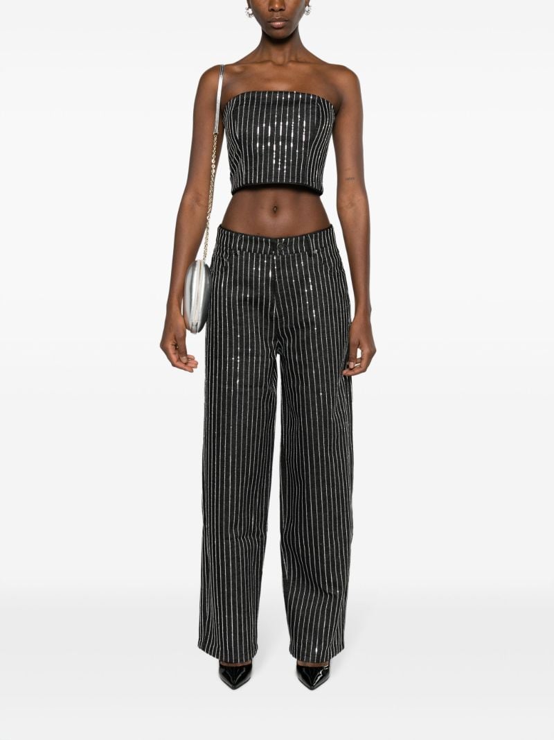 Black Sequin Embellished Wide Leg Jeans