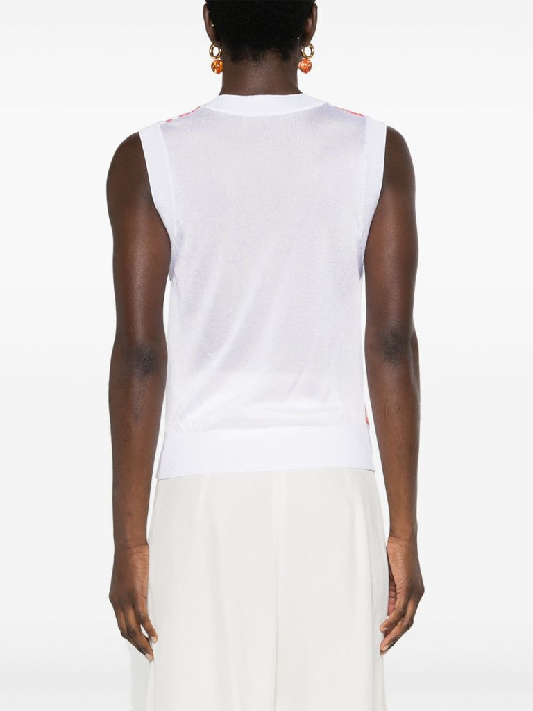 White Zigzag Knitted Vest