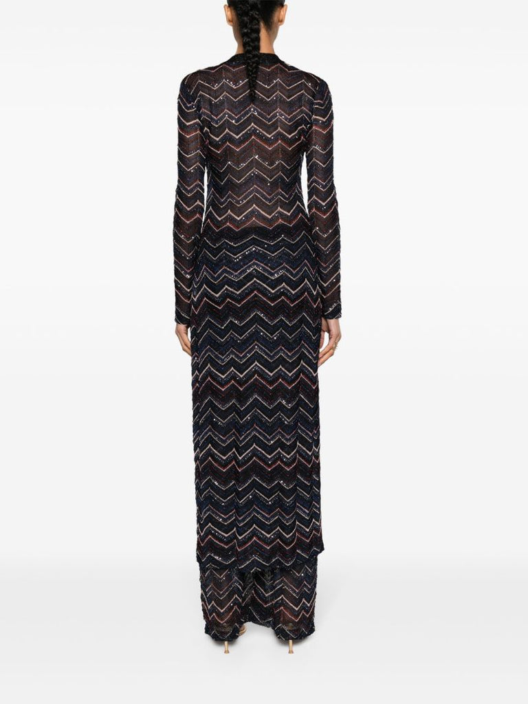 Black Zigzag Maxi Cardi-coat