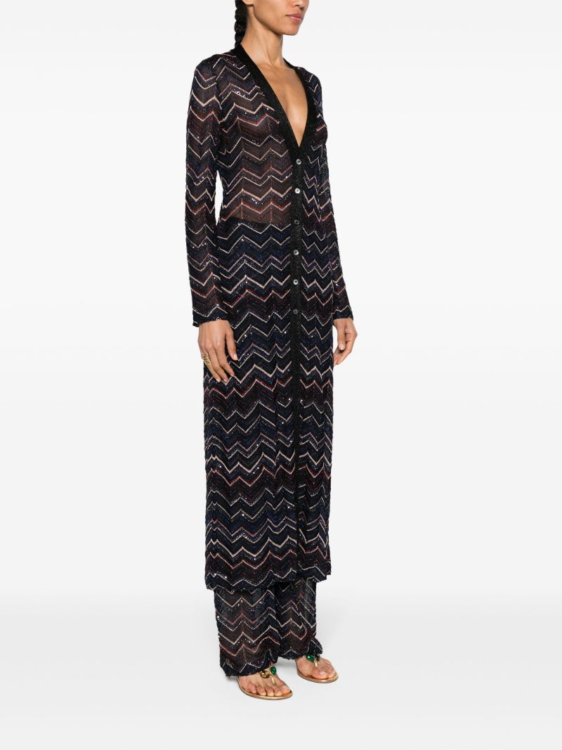 Black Zigzag Maxi Cardi-coat