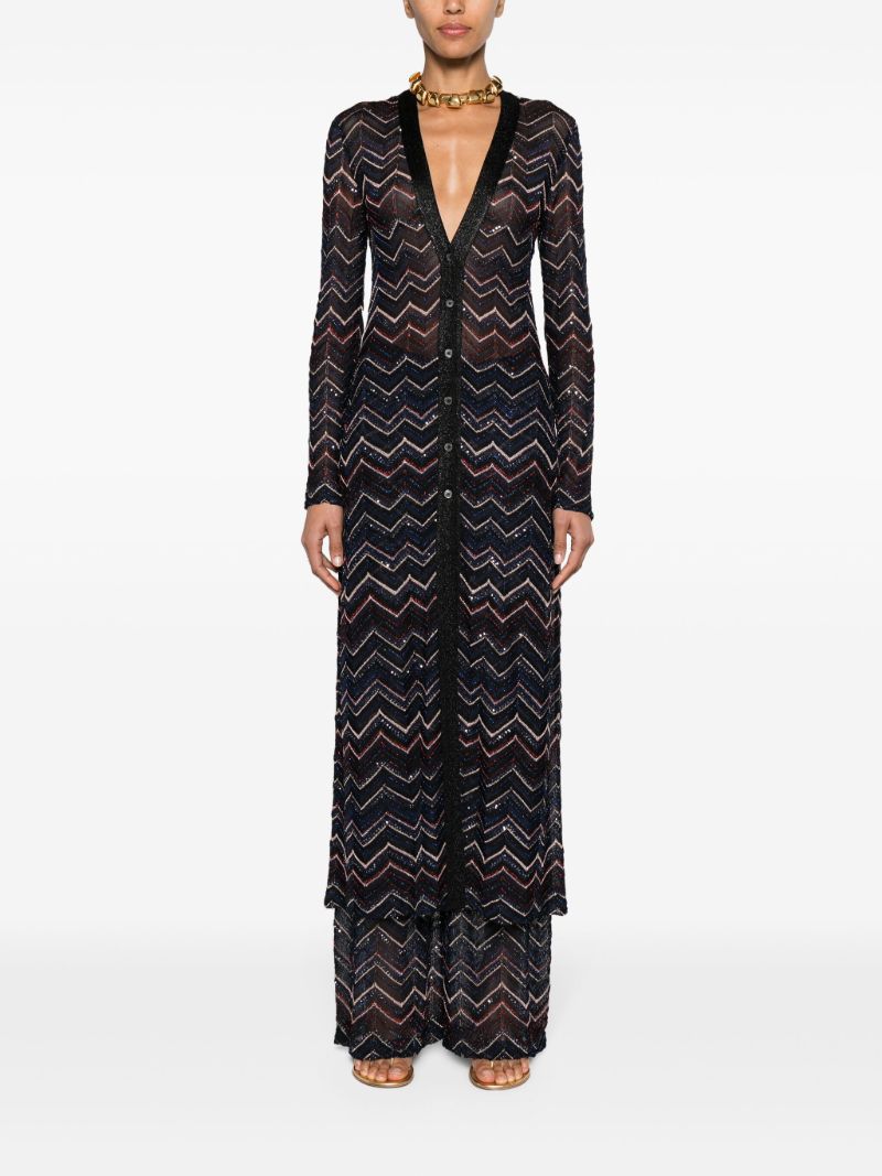 Black Zigzag Maxi Cardi-coat