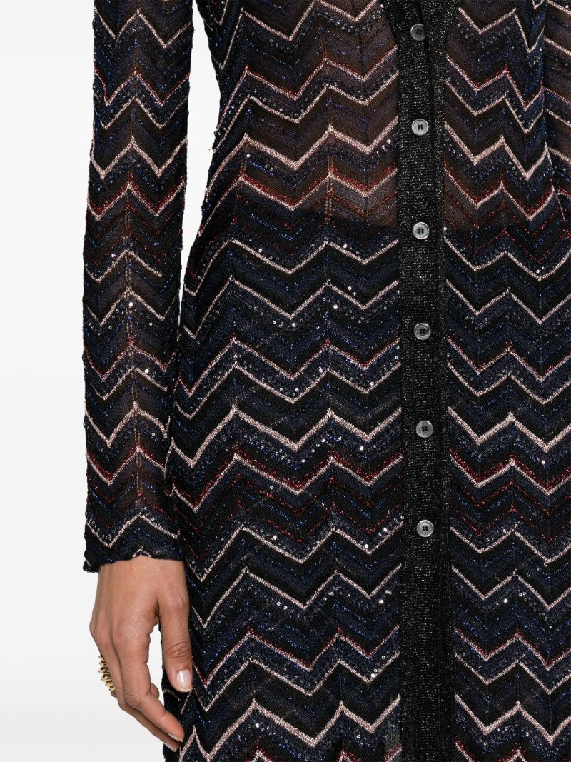 Black Zigzag Maxi Cardi-coat