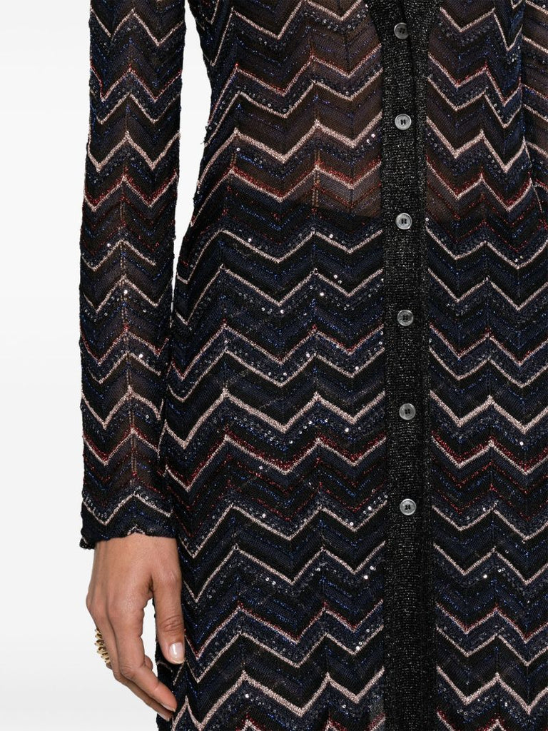 Black Zigzag Maxi Cardi-coat