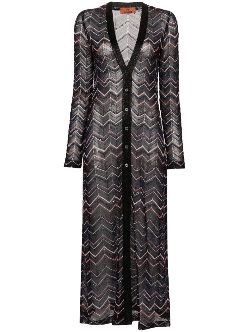 Black Zigzag Maxi Cardi-coat