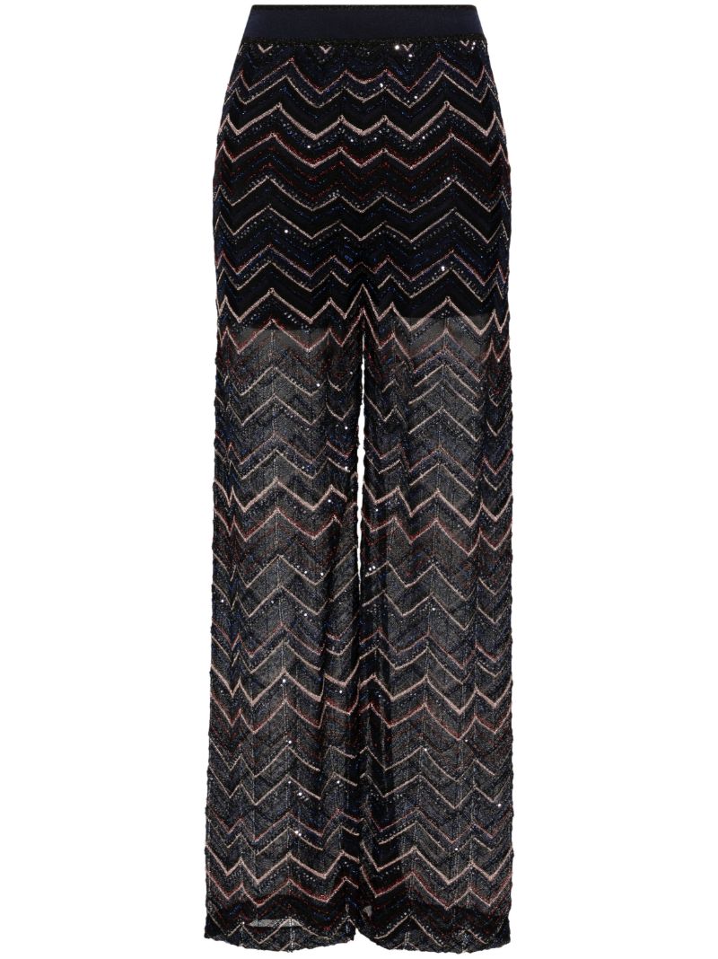 Blue Zigzag Semi-sheer Trousers