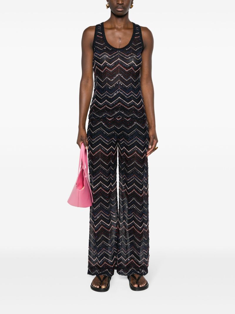 Blue Zigzag Semi-sheer Trousers
