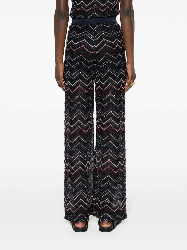 Blue Zigzag Semi-sheer Trousers