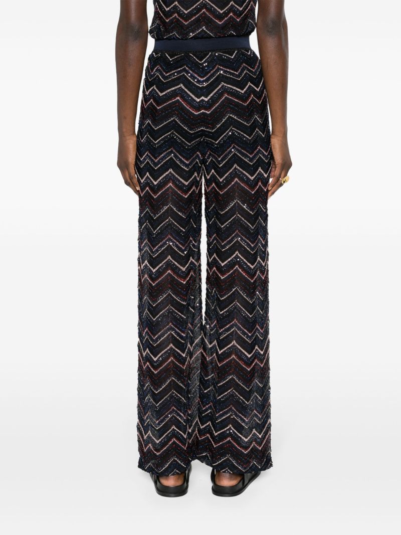 Blue Zigzag Semi-sheer Trousers