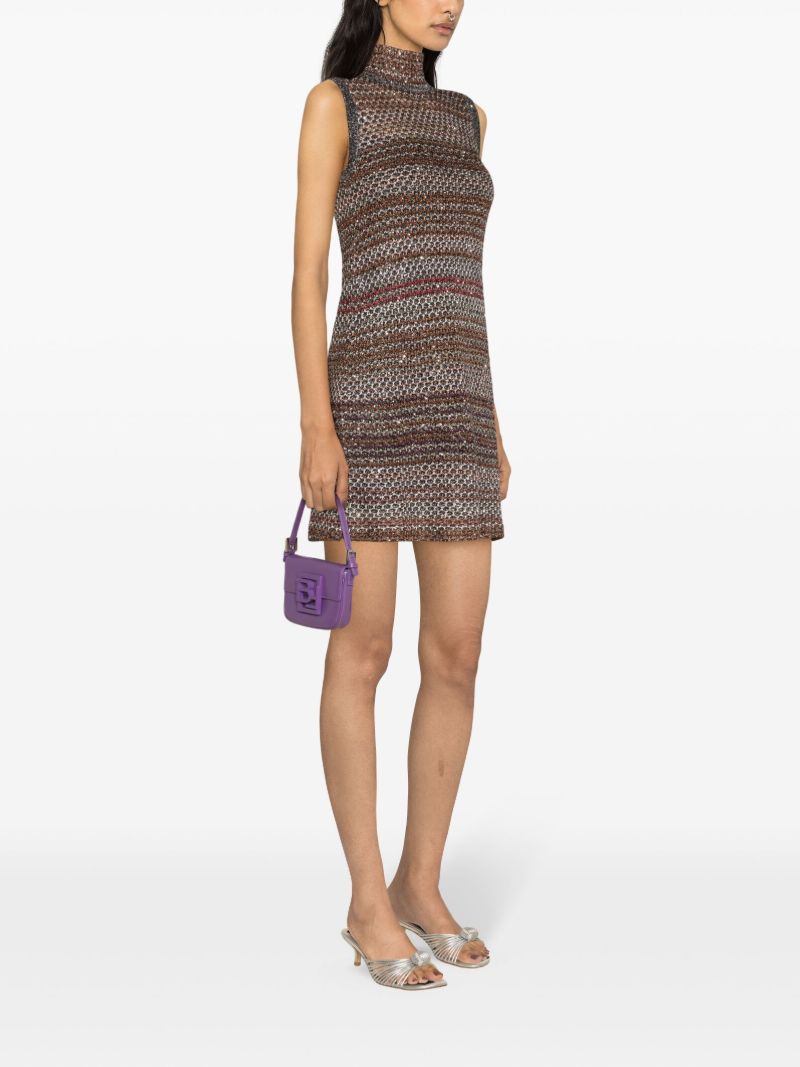 Brown Sequin-embellished Mini Dress