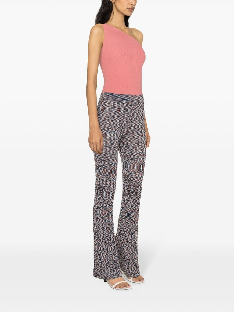Blue Slub-knit Flared Trousers