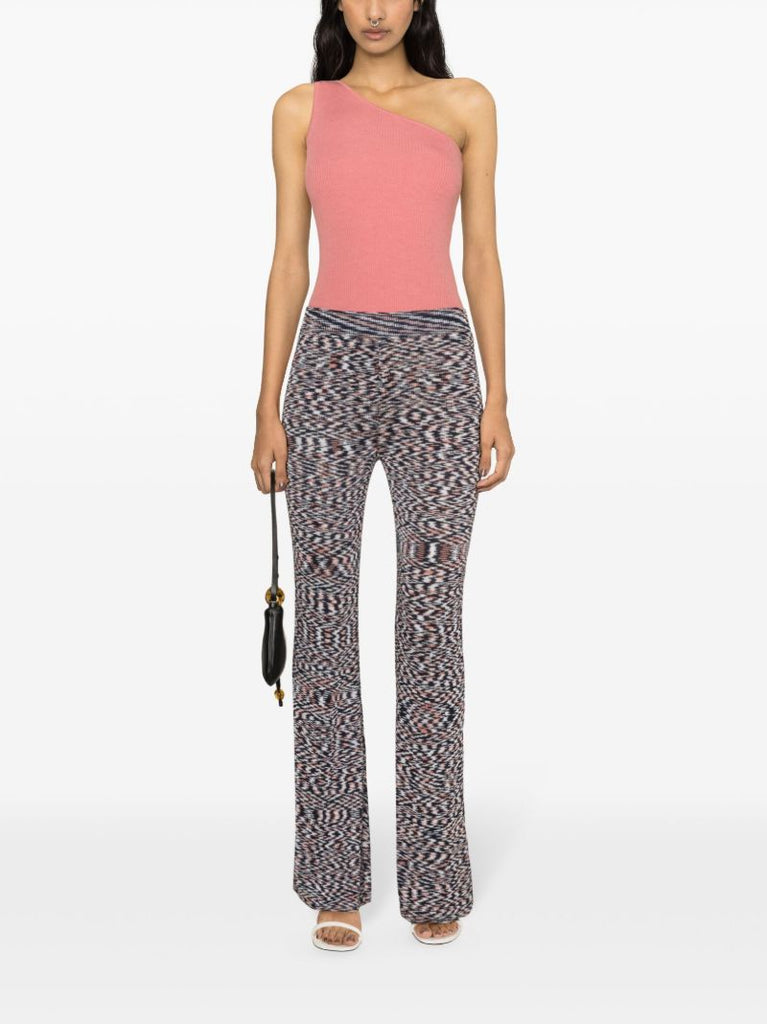 Blue Slub-knit Flared Trousers