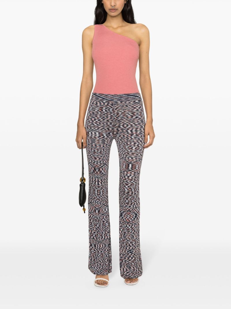 Blue Slub-knit Flared Trousers