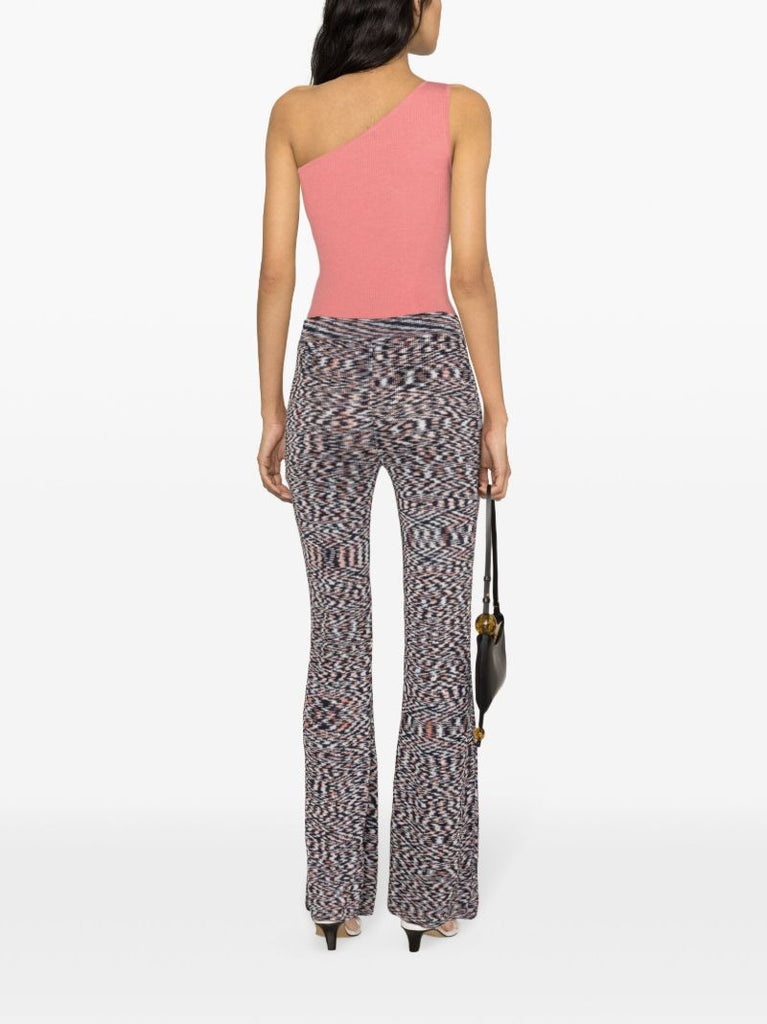 Blue Slub-knit Flared Trousers