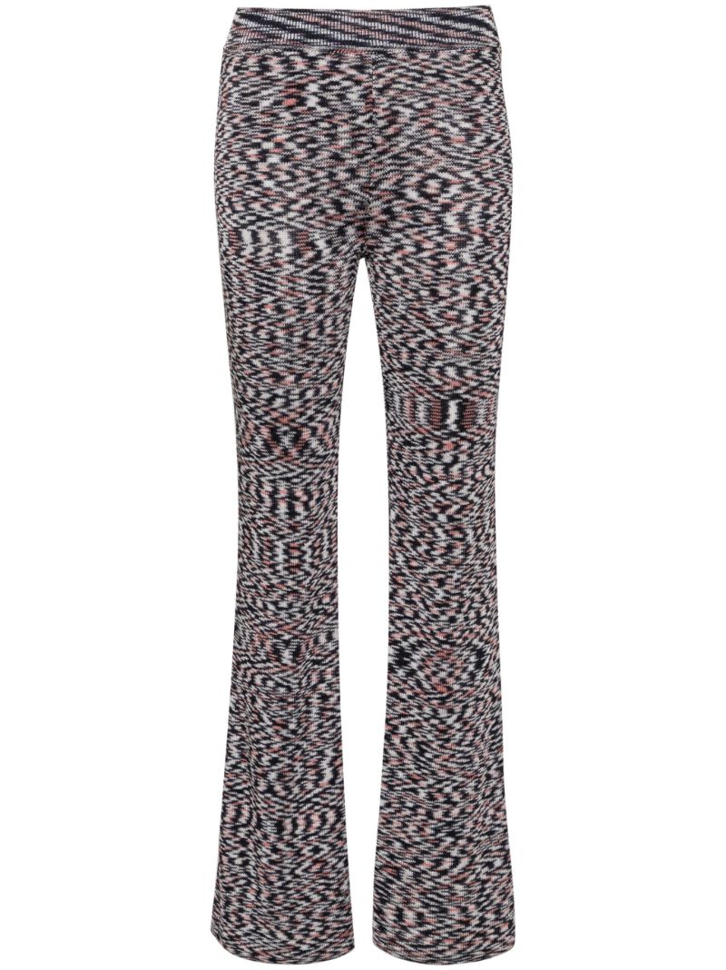 Blue Slub-knit Flared Trousers