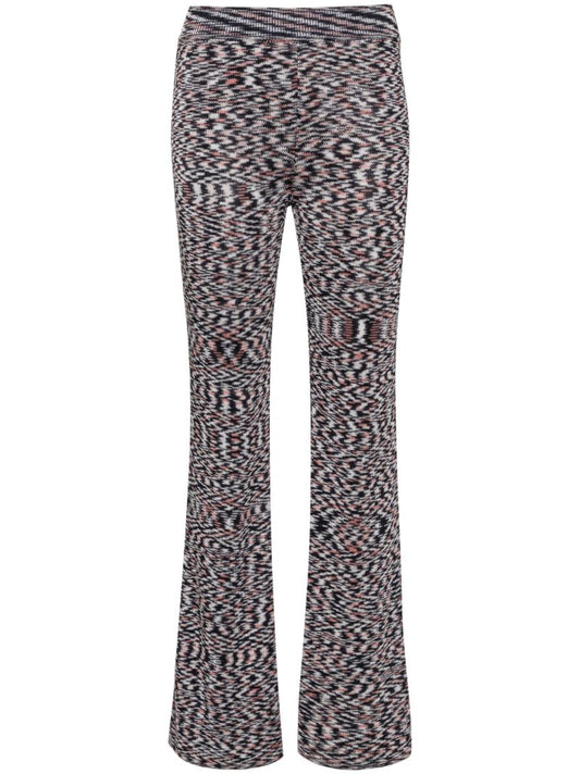 Blue Slub-knit Flared Trousers