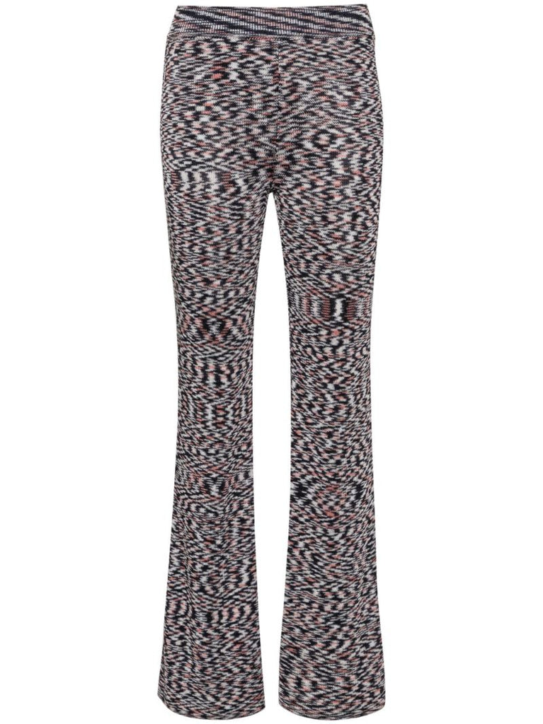 Blue Slub-knit Flared Trousers