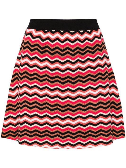 Red Zigzag A-line Mini Skirt