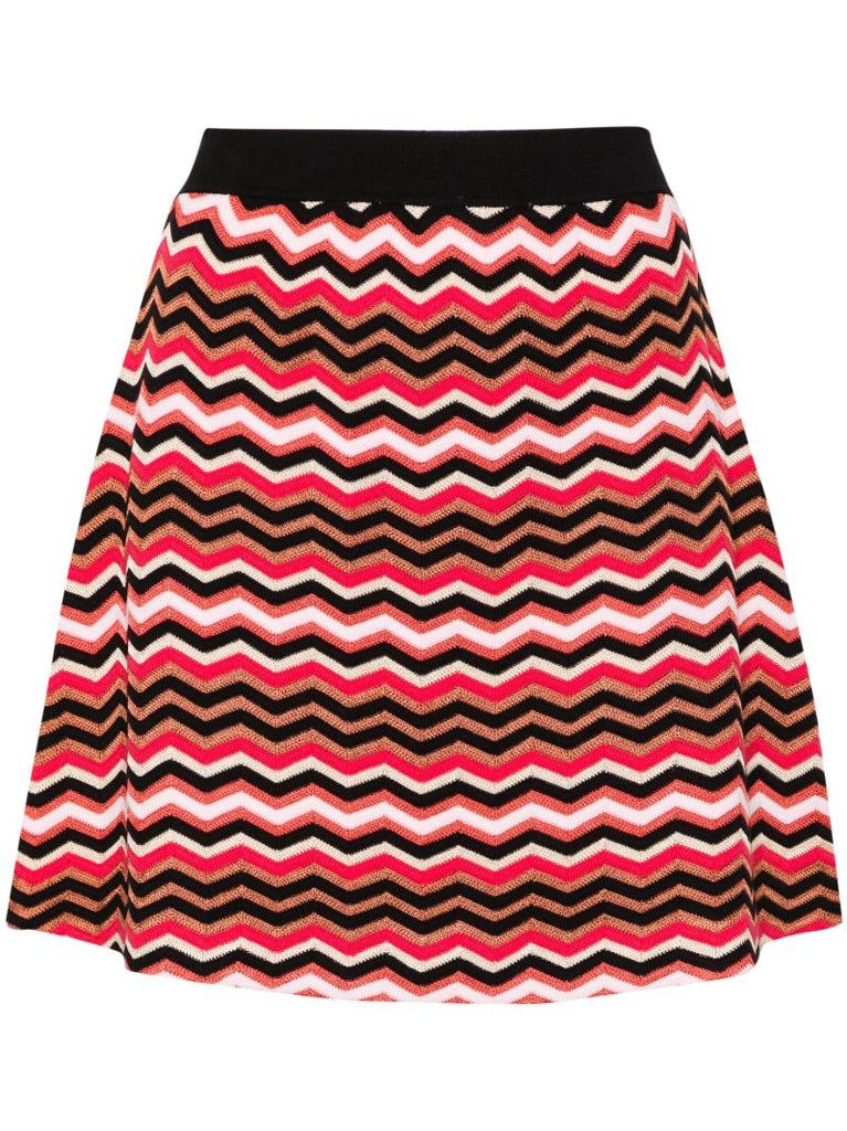 Red Zigzag A-line Mini Skirt