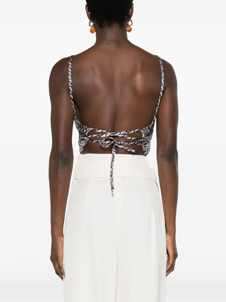 Blue MÃ_x0083_Â©lange Knitted Crop Top