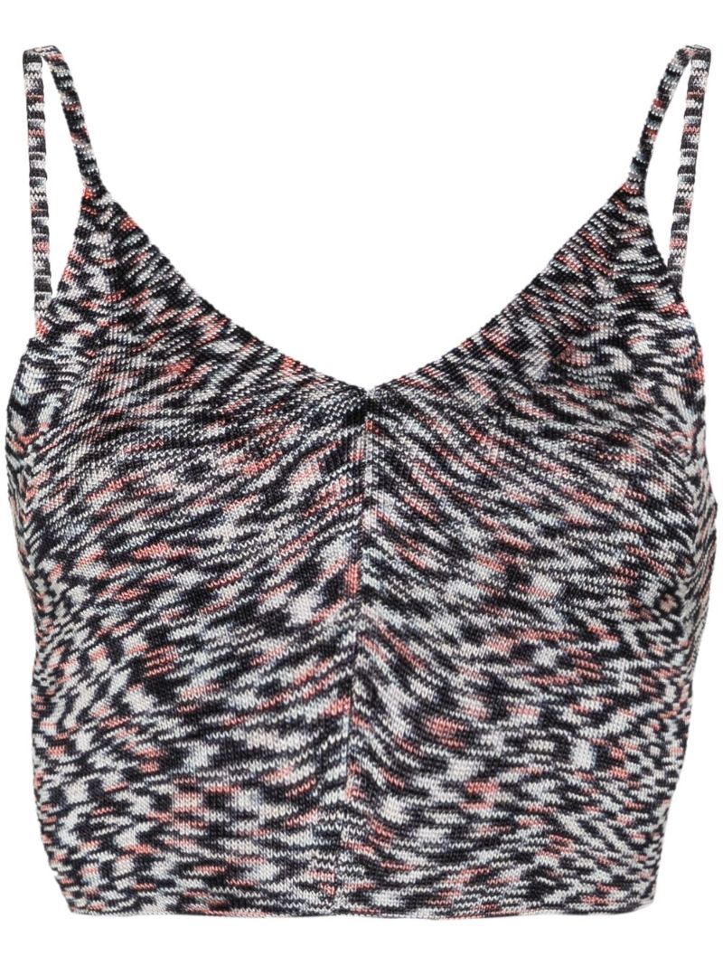 Blue MÃ_x0083_Â©lange Knitted Crop Top