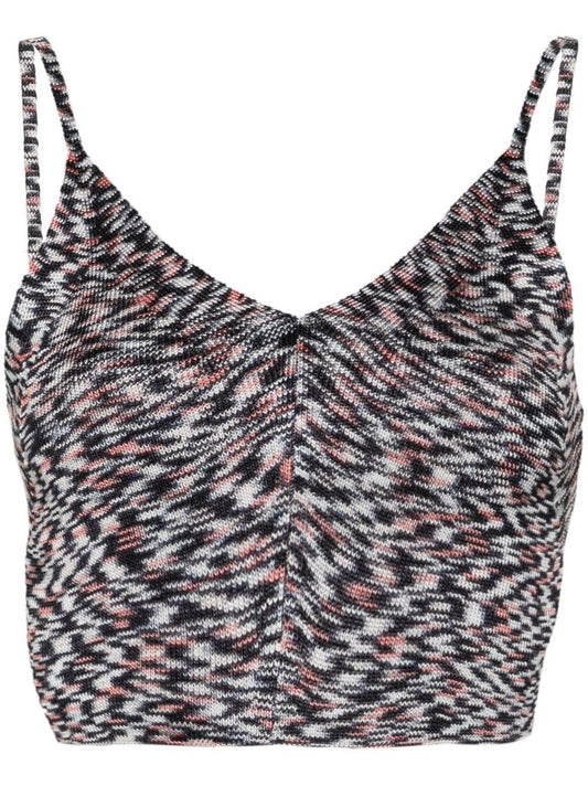 Blue MÃ_x0083_Â©lange Knitted Crop Top