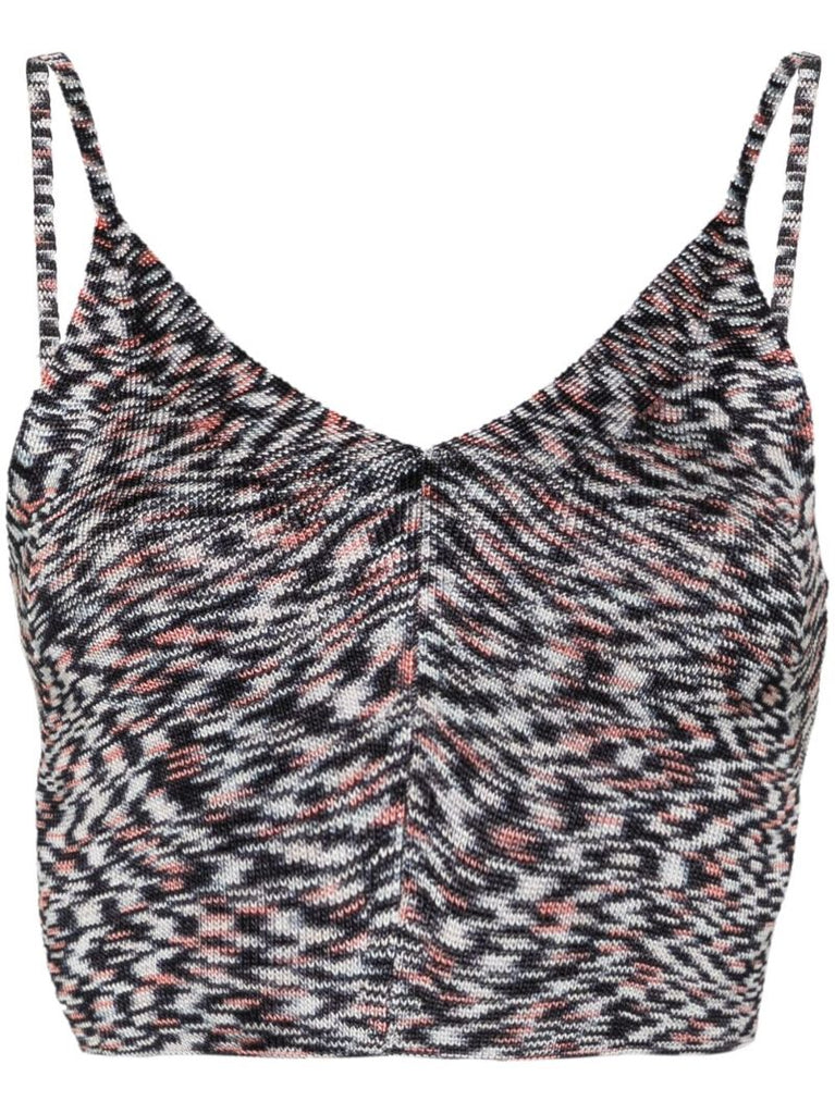 Blue MÃ_x0083_Â©lange Knitted Crop Top