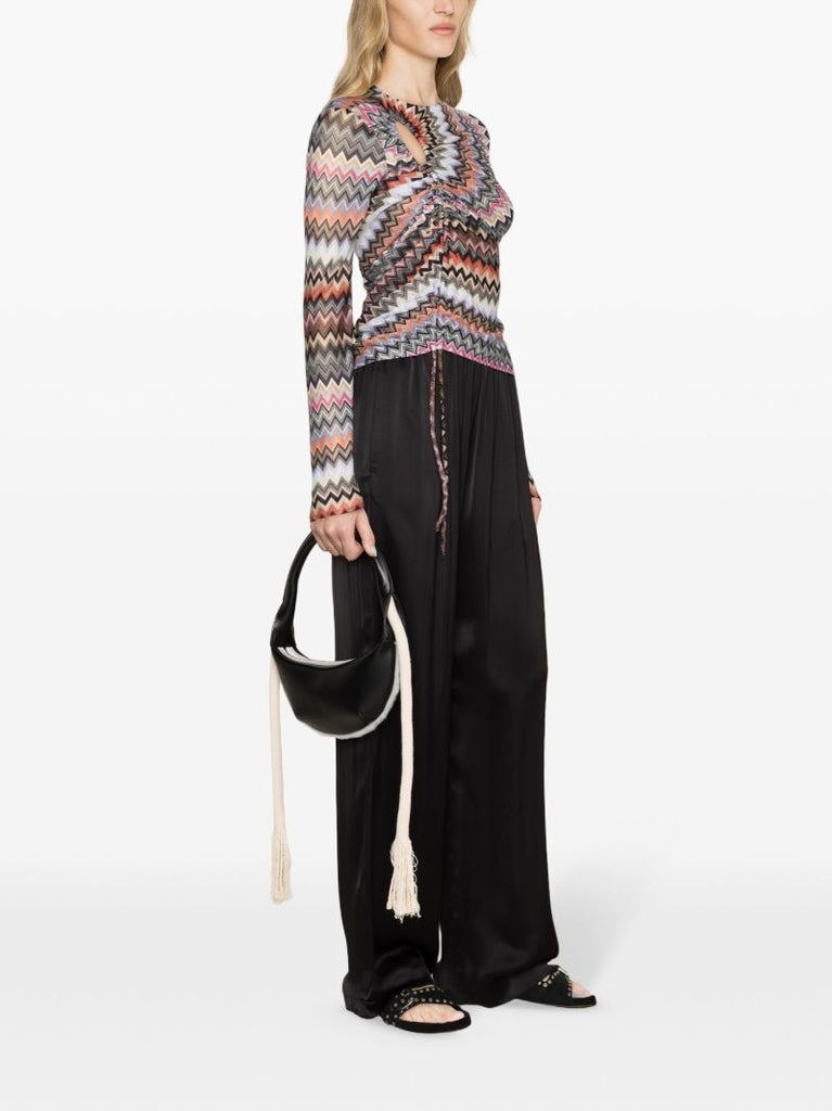 Black Zigzag Cut-out Top