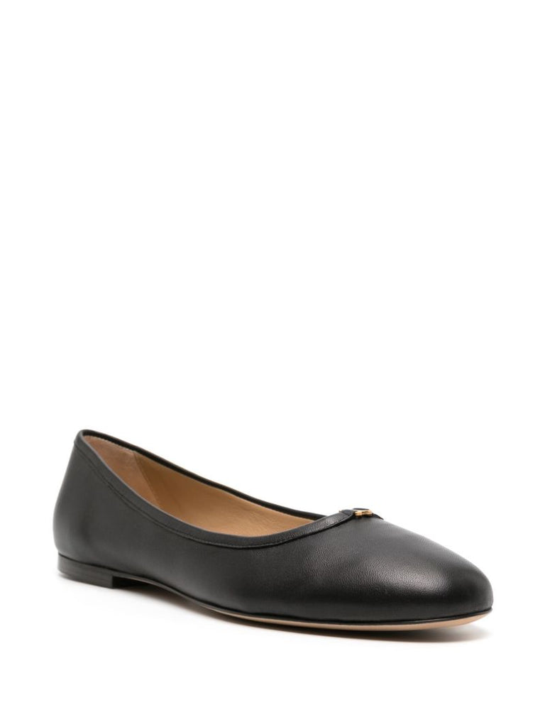 Black Marcie Leather Ballerina Shoes