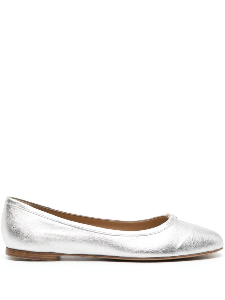 Silver Marcie Metallic Leather Ballerina Shoes