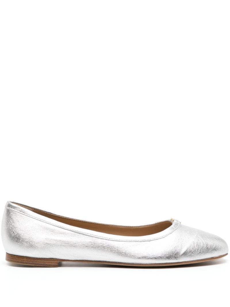 Silver Marcie Metallic Leather Ballerina Shoes