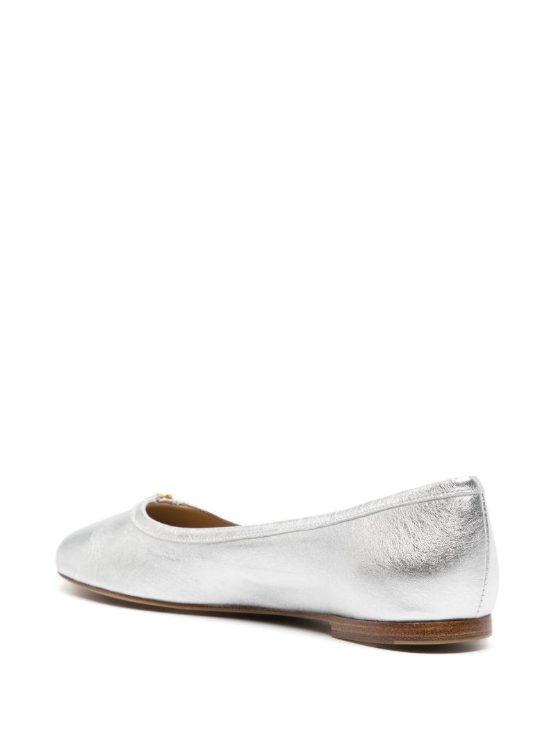 Silver Marcie Metallic Leather Ballerina Shoes