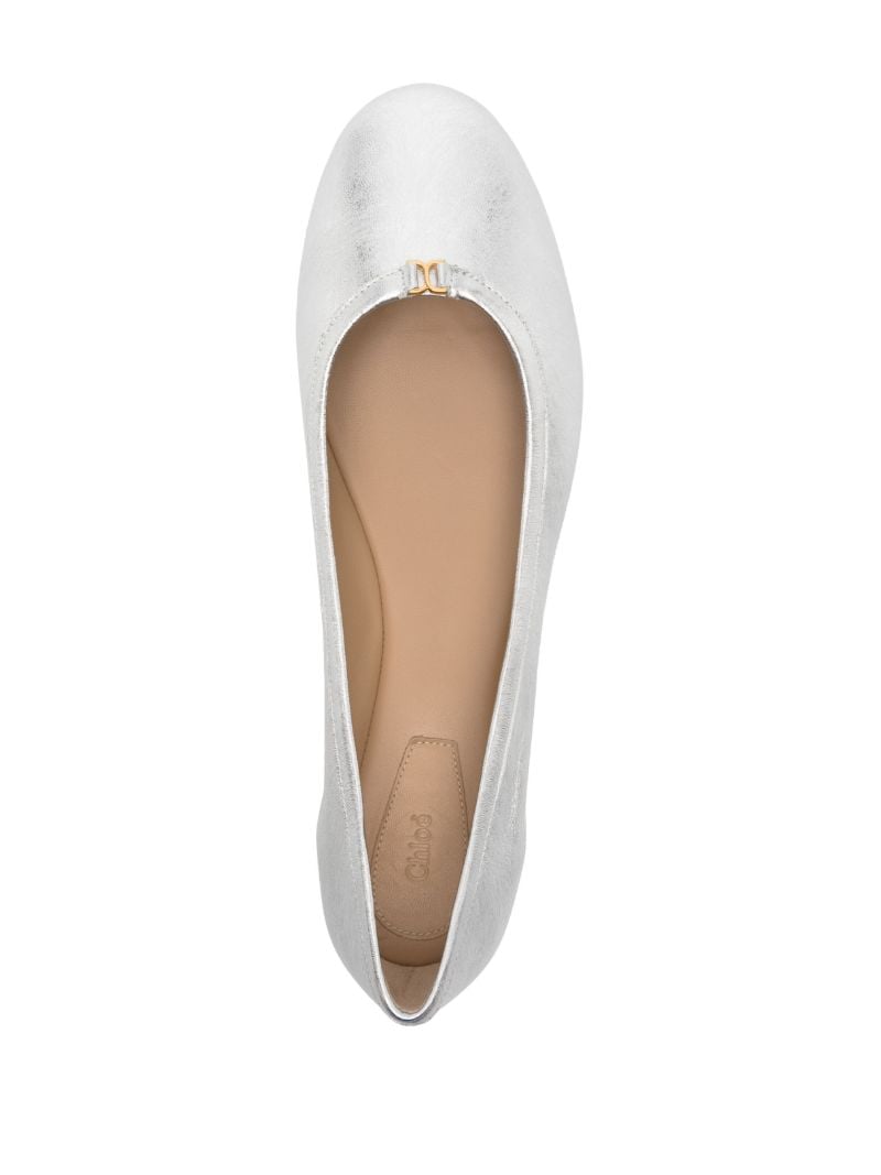 Silver Marcie Metallic Leather Ballerina Shoes