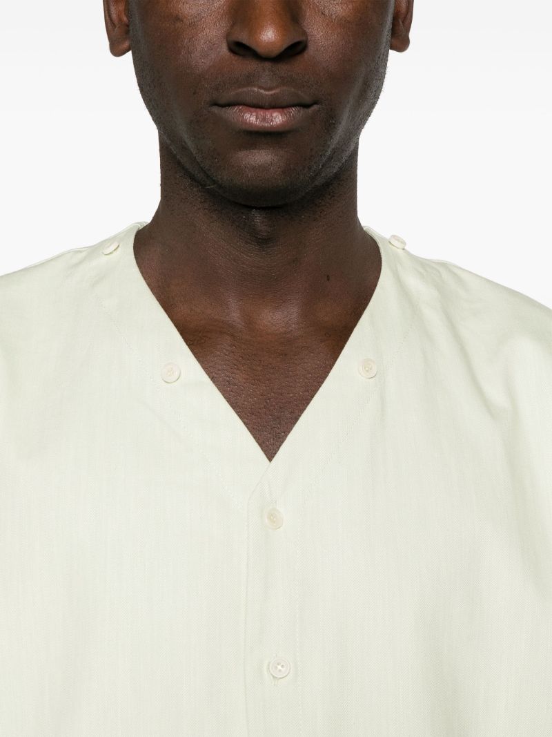 Green Detachable-collar Cotton Shirt