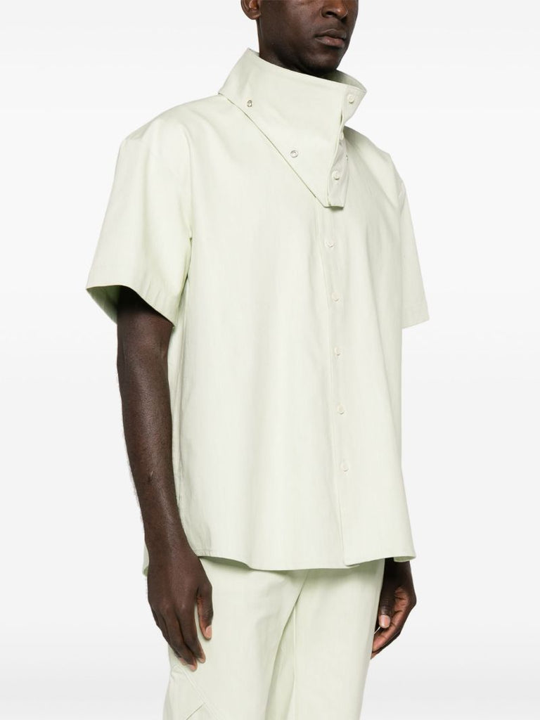 Green Detachable-collar Cotton Shirt