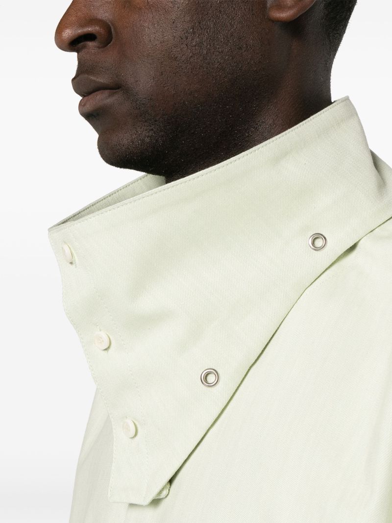 Green Detachable-collar Cotton Shirt