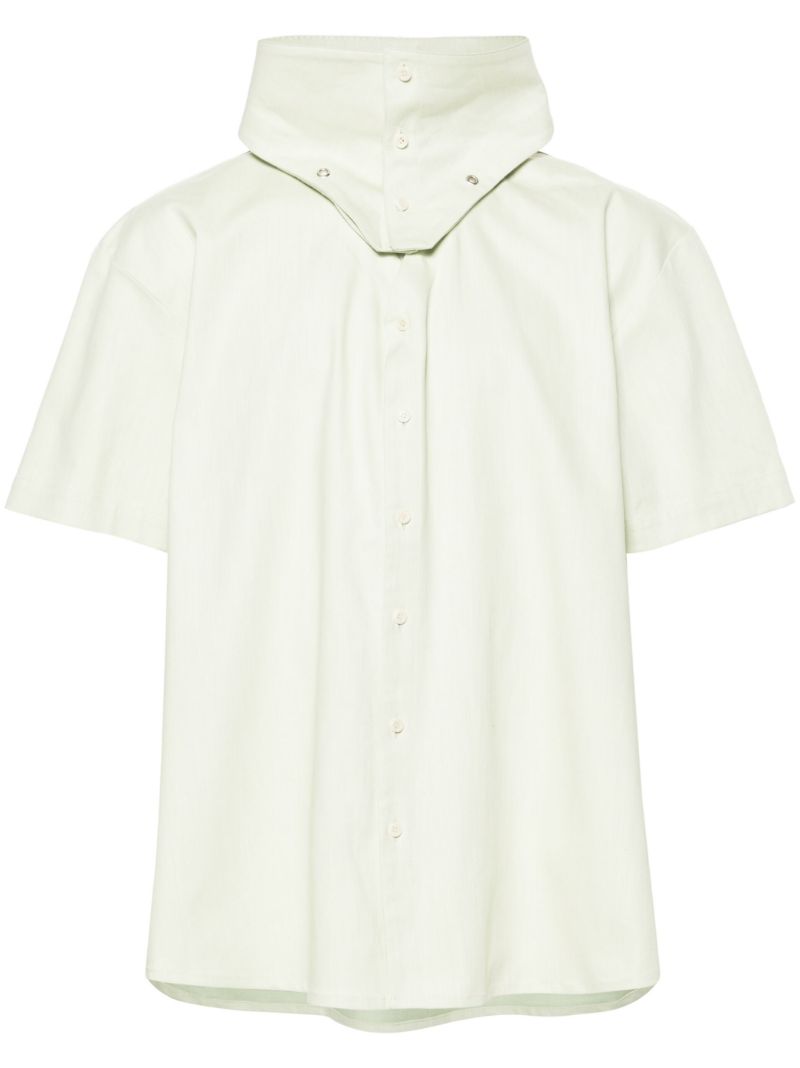Green Detachable-collar Cotton Shirt