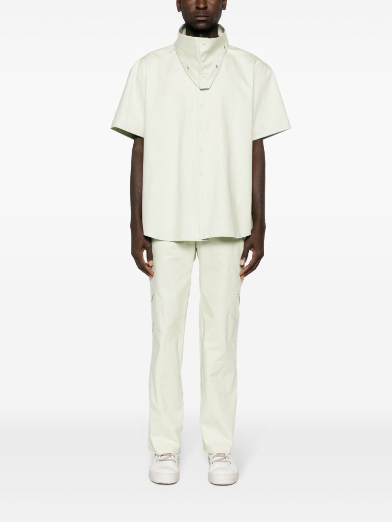 Green Detachable-collar Cotton Shirt