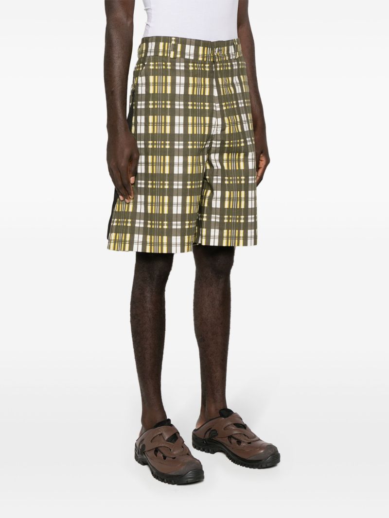 Green Checked Cotton Shorts
