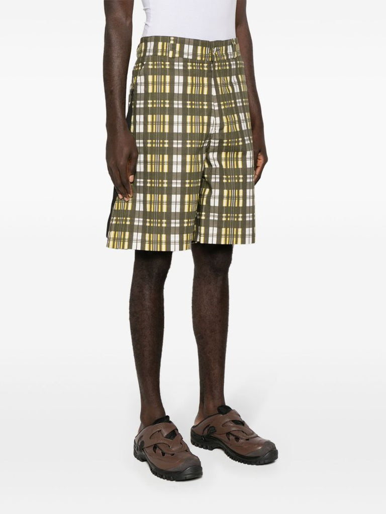 Green Checked Cotton Shorts