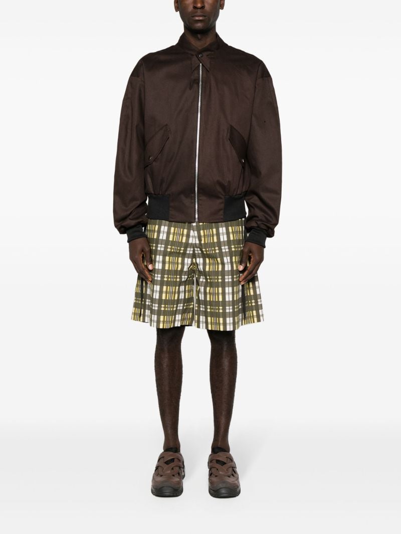 Green Checked Cotton Shorts