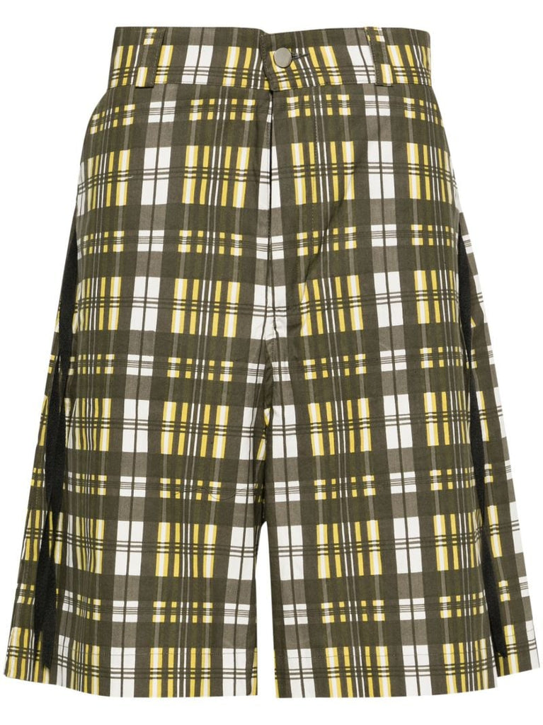 Green Checked Cotton Shorts